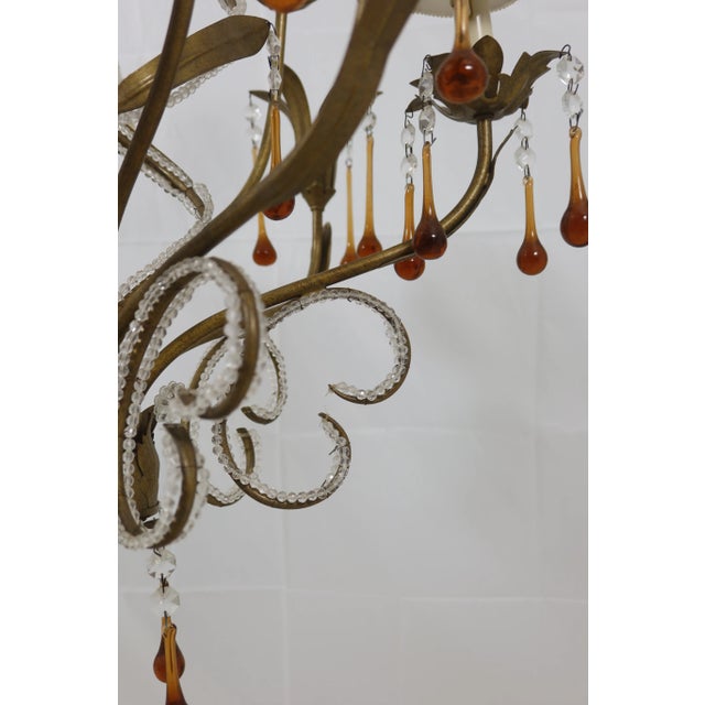 Traditional 6 Light Chandelier W. Tear Drop Glass Prisms For Sale - Image 3 of 11