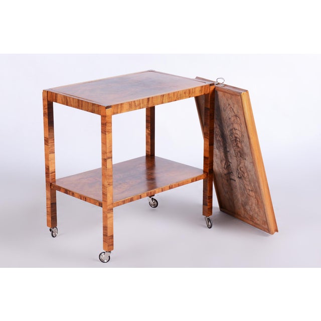 Wood Art Deco Trolley in Walnut, 1930s For Sale - Image 7 of 15