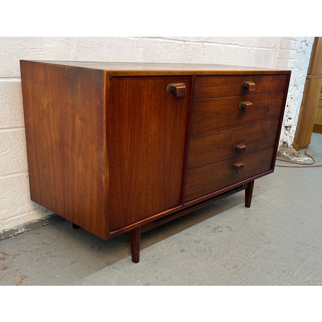 Vintage Jens Risom Four Drawer Walnut Sideboard, Attributed For Sale - Image 10 of 16