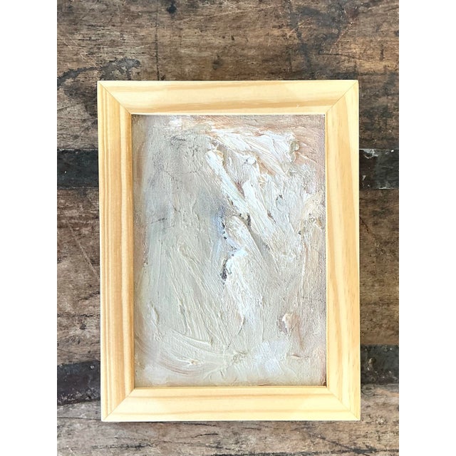 Beige Vintage Original Oil Painting on Board For Sale - Image 8 of 12