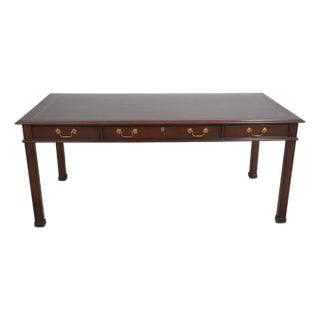 Council Craftsman Inlaid Mahogany Chippendale Desk For Sale