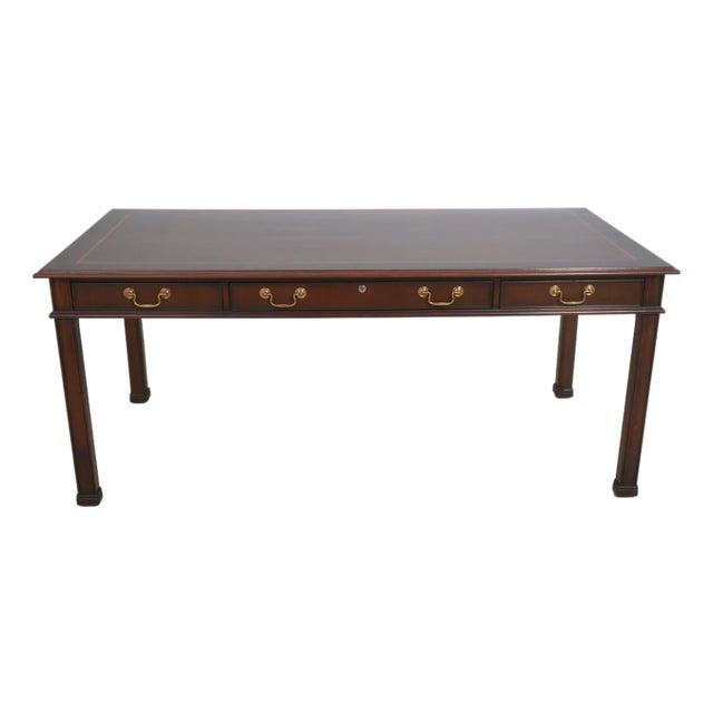 Council Craftsman Inlaid Mahogany Chippendale Desk For Sale
