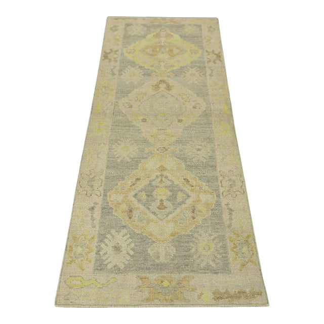 Modern Turkish Oushak Rug 2'9" x 8'3" For Sale