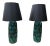 Pair of Tall Mid-Century Iridescent Ceramic Table Lamps – Blue & Green Glaze With Custom Shades For Sale