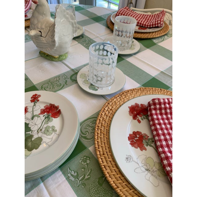 White Vintage Red Geranium Dish Set of 19 Pieces For Sale - Image 8 of 12