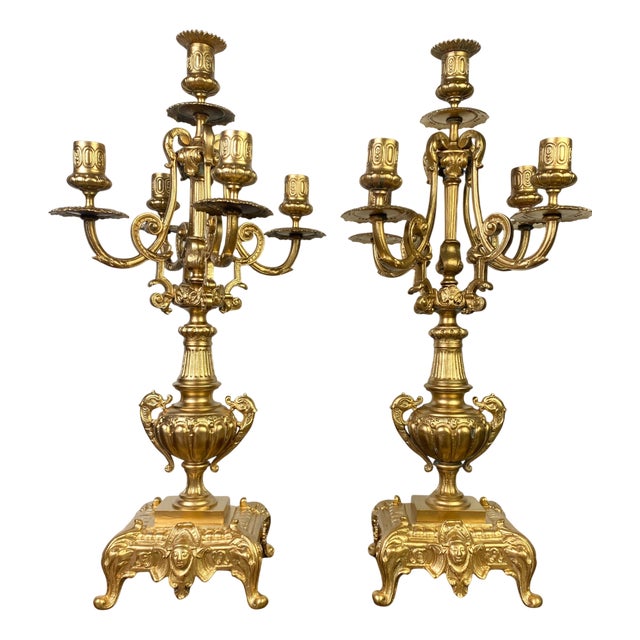 19th Century Napoleon III Gilt Bronze Candelabra, Set of 2 For Sale