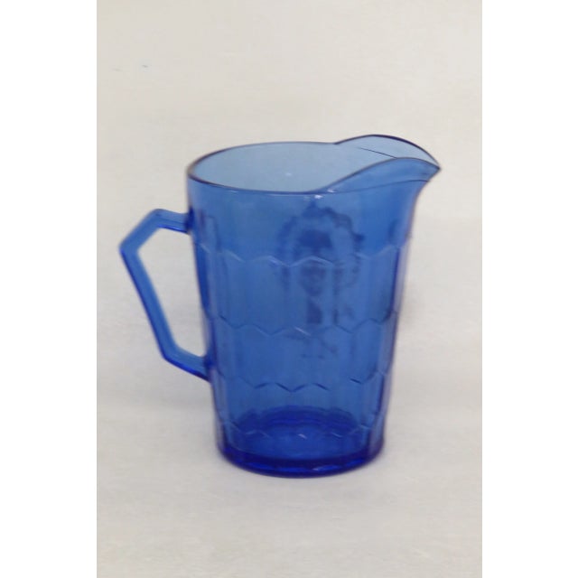Hazel-Atlas Shirley Temple Cobalt Blue Hazel Atlas Glass Milk Creamer Pitcher For Sale - Image 4 of 12