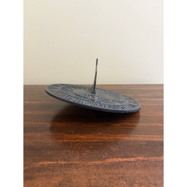 French Country Vintage English Country Iron Garden Sundial "Grow Old Along With Me" For Sale - Image 3 of 8