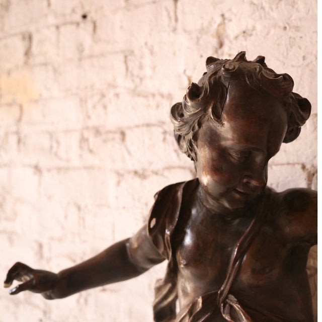 17th Century 17th Century Italian Baroque Carved Walnut Cherub Statue For Sale - Image 5 of 5