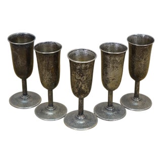 Antique Webster & Co Sterling Silver 925 Cordial Shot Glasses 79g 3.25" - Set of 5 For Sale