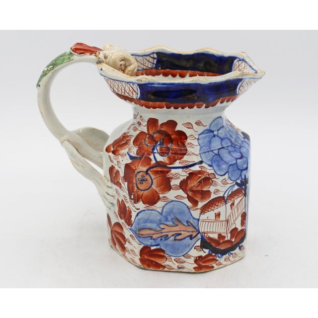 Circa 1860s large Ironstone octagonal jug with dragon handle, English. Impressed mark "Ironstone China". In the Japanese...