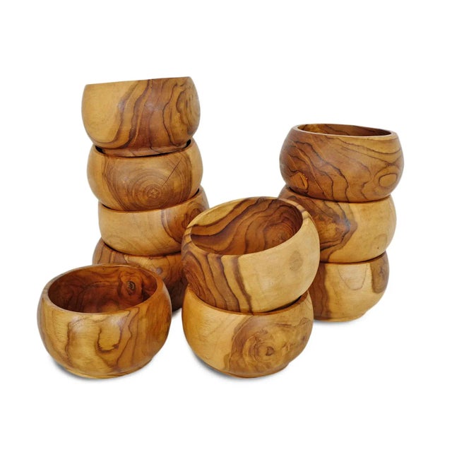Simple Teak Wood Round Bowl For Sale - Image 4 of 6