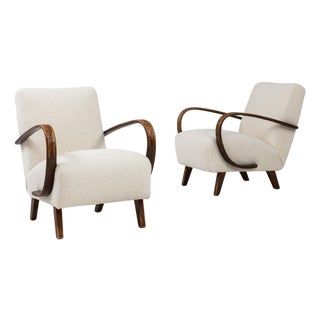 1950s Czech MCM Upholstered Armchairs By J. Halabala - A Pair For Sale