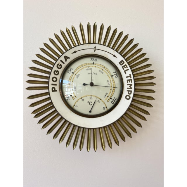 Mid-Century Modern Brass Wall Barometer, 1950s For Sale - Image 6 of 6