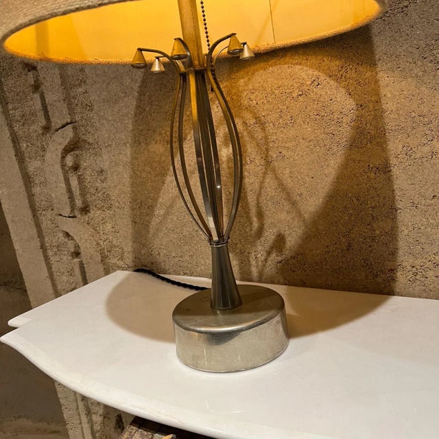 AMBIANIC presents Mid 20th Century Modernist Sculptural Chrome Table Lamp 18.75 tall x 5.5 diameter Preowned original...