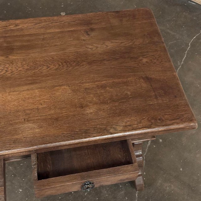 Vintage Spanish Style Two-Drawer Writing Table With Hand-Forged Iron Supports For Sale - Image 16 of 18