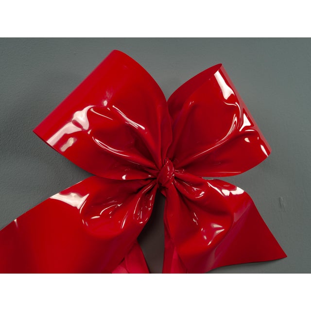Large Red Gift Bow Hand-Formed from Plastic For Sale - Image 6 of 13