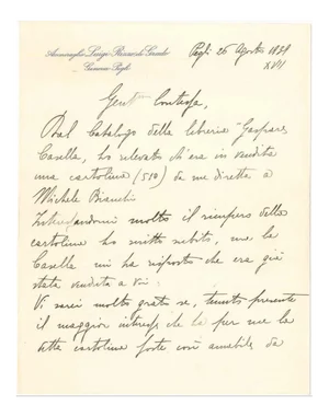 Libero De Libero, Letter by Libero De Libero to Countess Pecci Blunt, Late 1930s