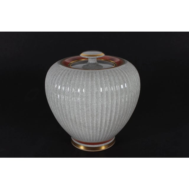 Large baluster shaped lidded jar no. 259/3047. Most likely designed by Danish artist Thorkild Olsen for Royal Copenhagen....