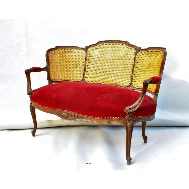 Louis XV Style Mahogany and Cane Lounge Chair For Sale - Image 12 of 14
