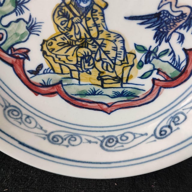 White Chinese Ceramic Plate,Kangxi Marked Blue and White Porcelain Plate Hand Painted Figures Story Pattern For Sale - Image 8 of 11