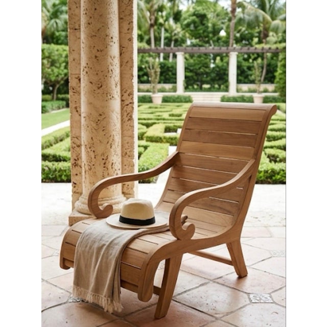 Wood Vintage Solid Teak Sculptural Steamer-Style Chaise Lounge Chair For Sale - Image 7 of 12