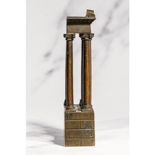 Bronze Amazing Miniature 19th Century Antique Grand Tour Bronze Temple of Saturn Statue Sculpture Roman Forum Neoclassical Home Decor For Sale - Image 8 of 12