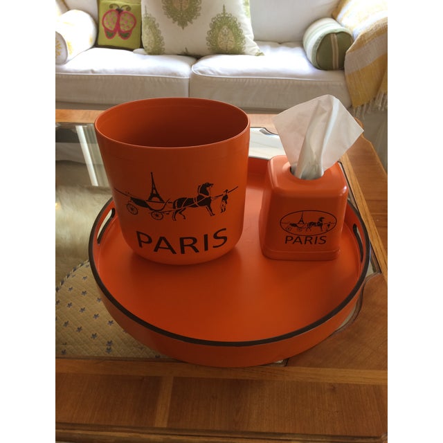 Hermes Orange Inspired 18" Round Bar Serving Tray Chairish