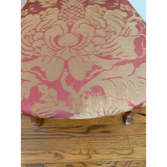 Wine Antique Fabric Side Chair For Sale - Image 8 of 9