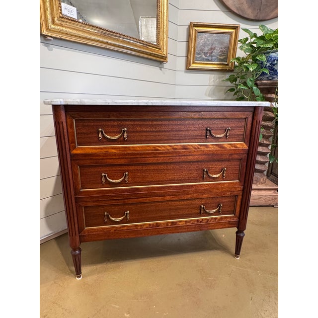 19th Century French Louis XVI Chest With Marble For Sale - Image 9 of 15