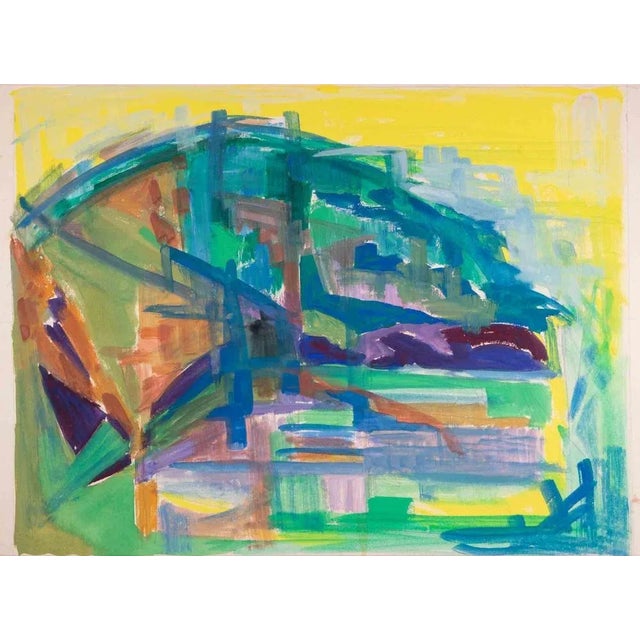 Abstract Composition is an original painting in tempera on cardboard realized by Emile Marze in the Late 20th Century....