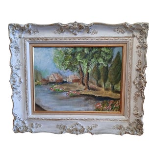 Framed Vintage Landscape Oil Painting on Board For Sale
