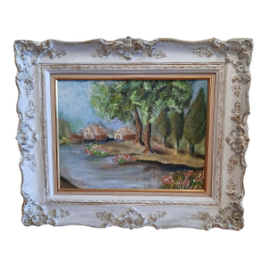 Framed Vintage Landscape Oil Painting on Board