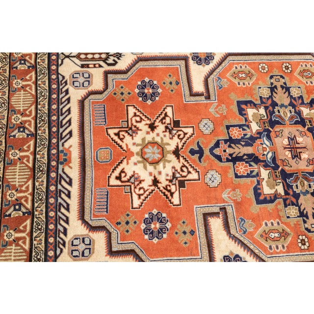 Vintage Hand-Knotted Persian Ardebil Rug 4'9" X 6'6" For Sale - Image 15 of 16