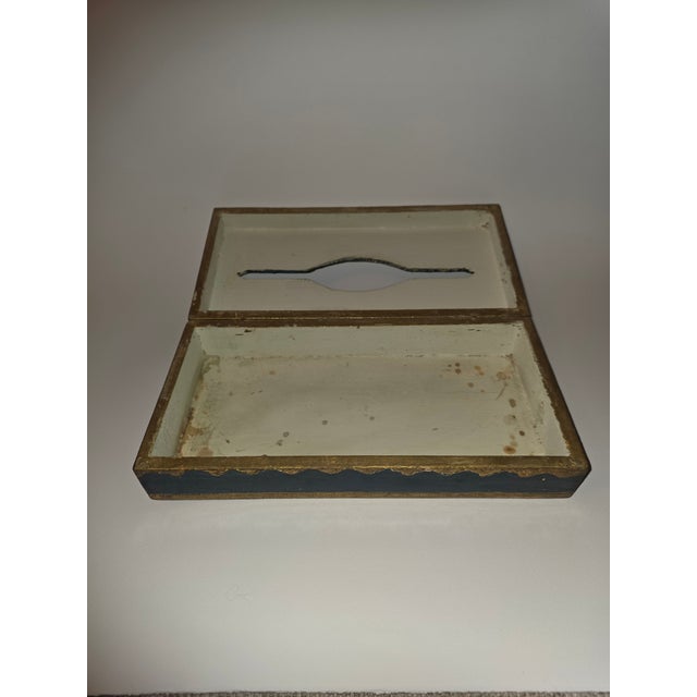 Vintage Dark Blue and Gold Florentine Tissue Box For Sale - Image 10 of 11