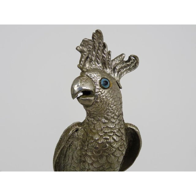 Silver Plated Bronze Cockatoo or Parrot Sculpture, 1950s For Sale - Image 4 of 10