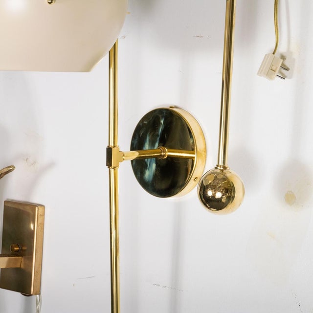 Metal Pair of modern single-arm torch style sconces For Sale - Image 7 of 11