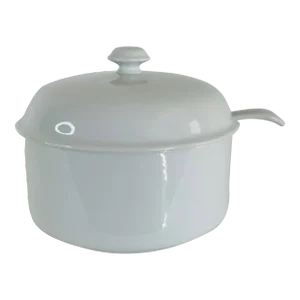 1980s White Ceramic Covered Soup Tureen With Ladle