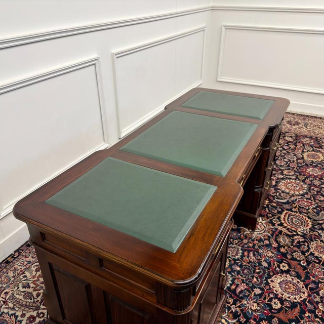 Classic English Green Leather Desk For Sale - Image 16 of 18