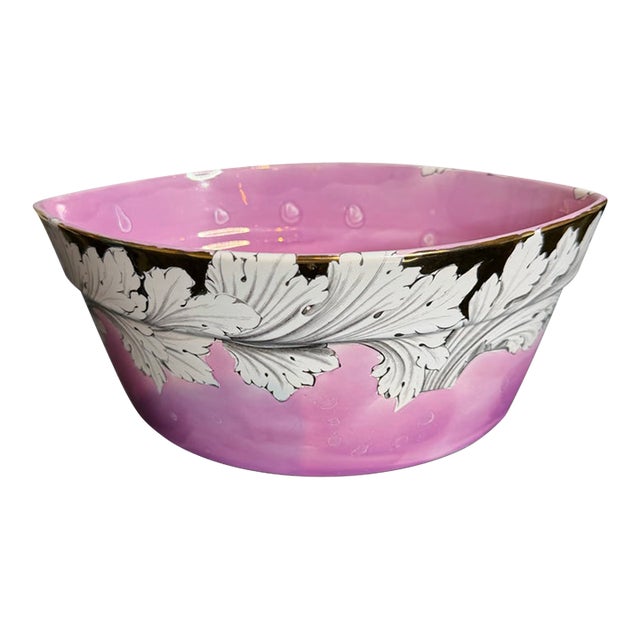 Vintage Pink Splash Luster Cache Pot For Sale