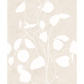 Money Plant Wallpaper by Susan Hable in White on Cream For Sale