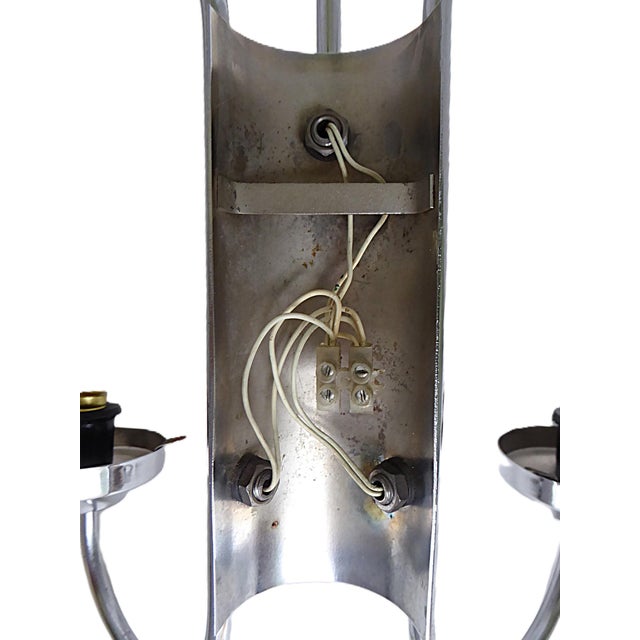 1960s Mid Century Modern 3- Light Chrome Wall Light W. Satin Glass Globes, Spain For Sale - Image 10 of 15