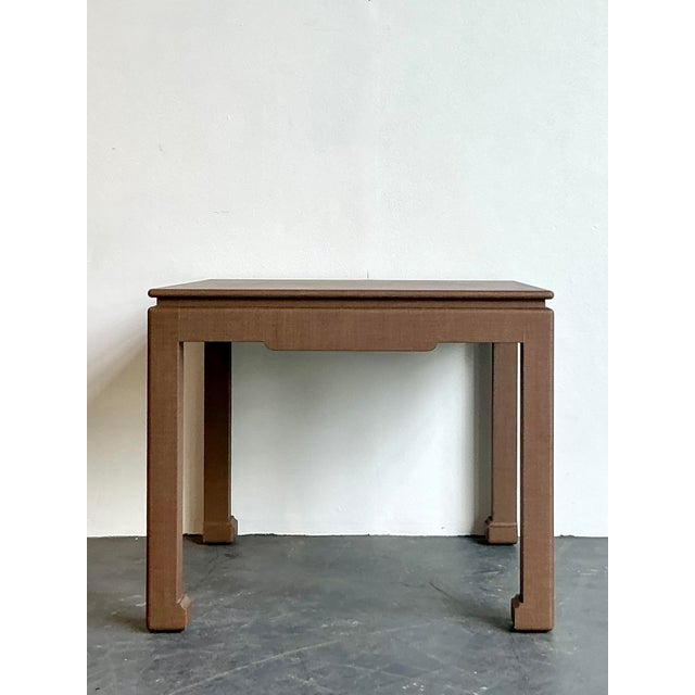 Traditional Vintage Boho Lacquered Grasscloth Game Table For Sale - Image 3 of 12