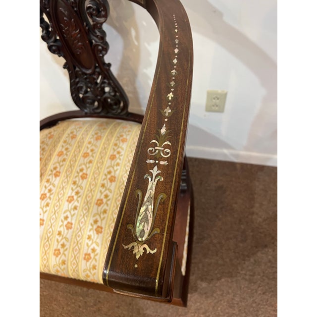 Chinese Mother of Pearl and Brass Inlay 19th Century Chair | Chairish