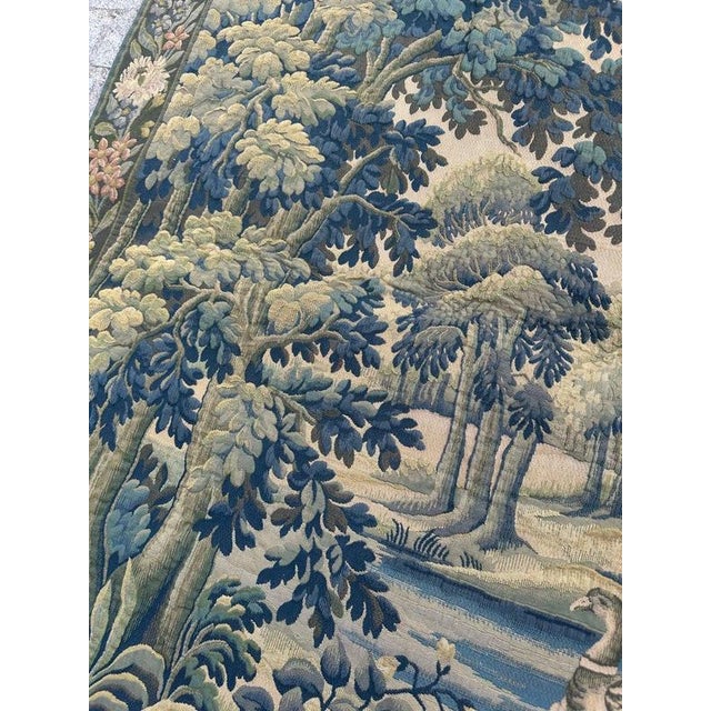 Mid-Century French Jacquard Halluin Tapestry with Verdure Mallard in the style of Aubusson, 1960s For Sale - Image 11 of 18