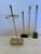 Very chic sophisticated brass mid century modern fireplace tools having 3 tools with stylized handles.