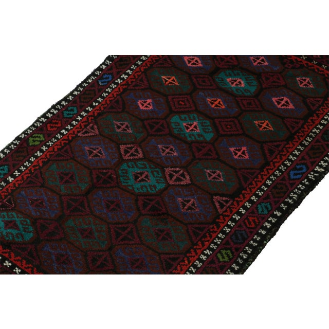 Rug & Kilim Rug & Kilim’s Baluch Tribal Rug in Aubergine With Teal Blue Geometric Patterns For Sale - Image 4 of 7