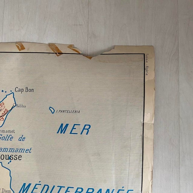 Paper Vintage School Map, Tunisia / Algeria, 1950s For Sale - Image 7 of 14