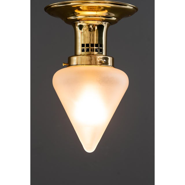 1920s Ceiling Lamps with Glass Shades, Vienna, 1920s, Set of 2 For Sale - Image 5 of 16