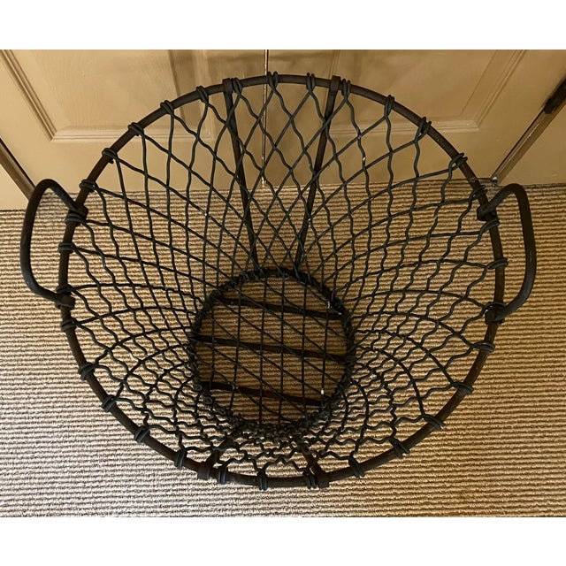 Large Antique Early 20th Century Heavy Gauge Industrial Wire Work Basket With Handles for Garden or Hearth For Sale - Image 17 of 17
